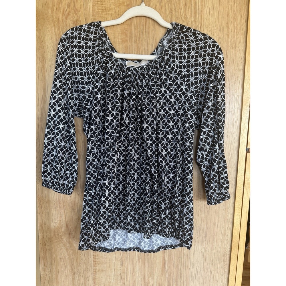 Michael Kors Nautical Blouse Top Woman's Medium Rope Blue & White Blouse EUC